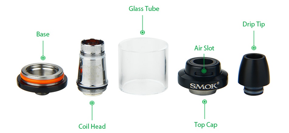 SMOK BRIT One Mini Kit 1600mAh Glass Tube Drip t Air slot SMOK Coil head Top Cap