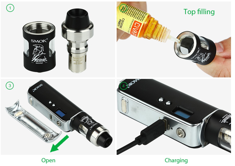 SMOK OSUB 40W TC Starter Kit 1350mAh Top filling elmet Open Charging