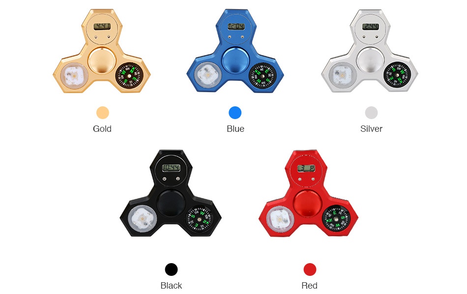 LED Compass Hand Spinner With Digital Clock   Blue Black Red