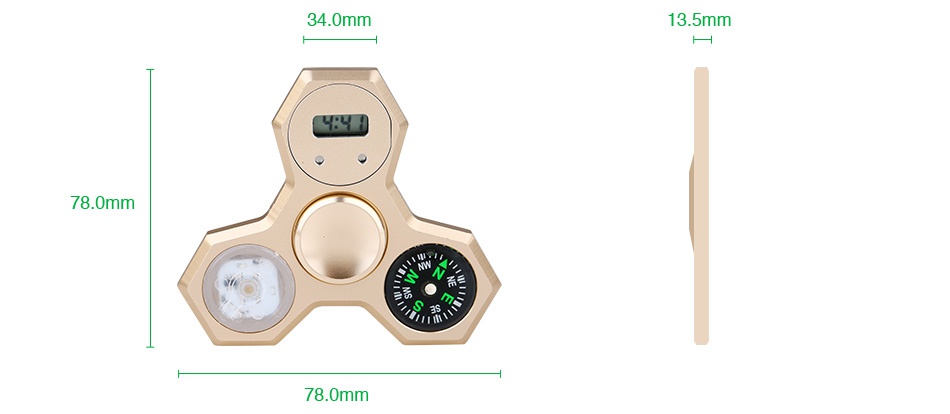 LED Compass Hand Spinner With Digital Clock 34 0mm 13 5mm 8 0mm 78 0mm