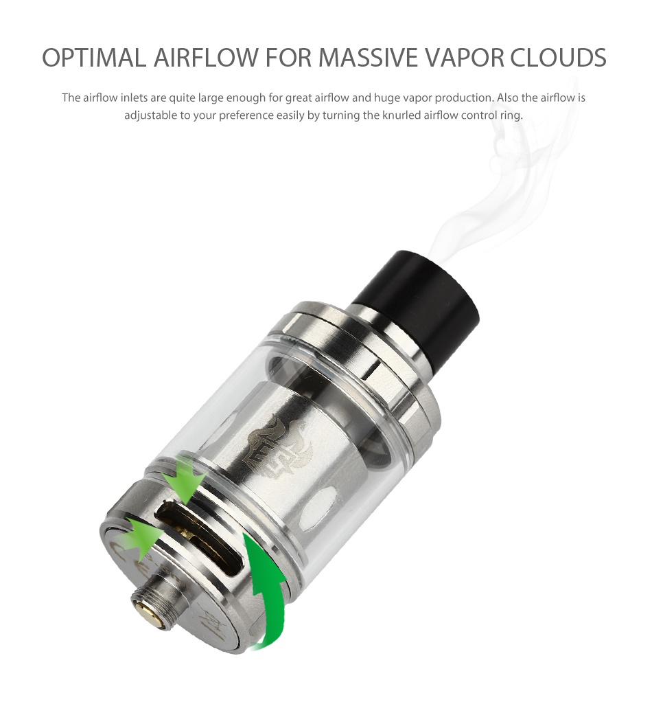 Eleaf iStick QC 200W with Melo 300 Kit 5000mAh OPTIMAL AIRFLOW FOR MASSIVE VAPOR CLOUDS he airflow inlets are quite large enough for great airflow and huge vapor production  Also the airflow adjustable to your preference easily by turning the knurled airflow control ring