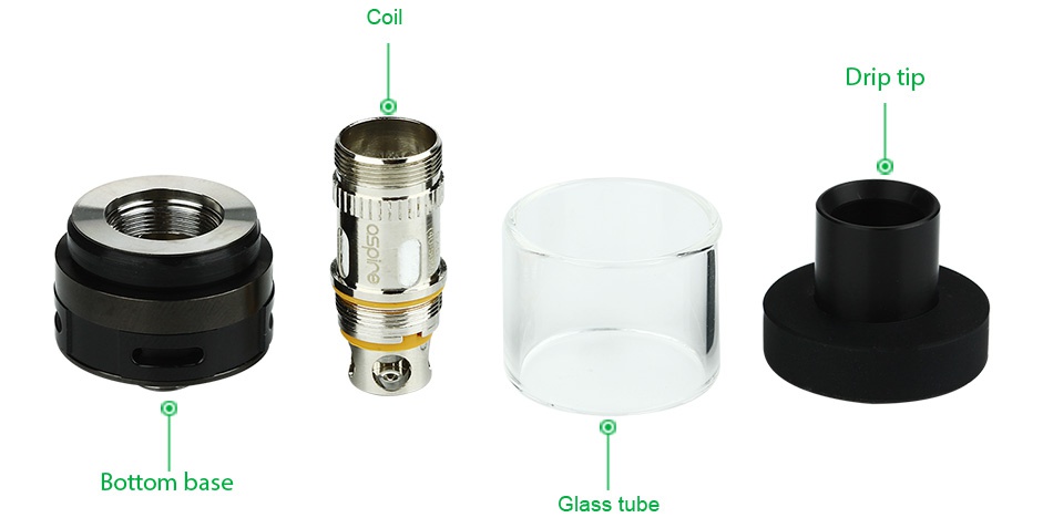 Aspire EVO75 Kit with Atlantis EVO Tank And NX75 MOD Coi Drip tip Bottom base Glass tube