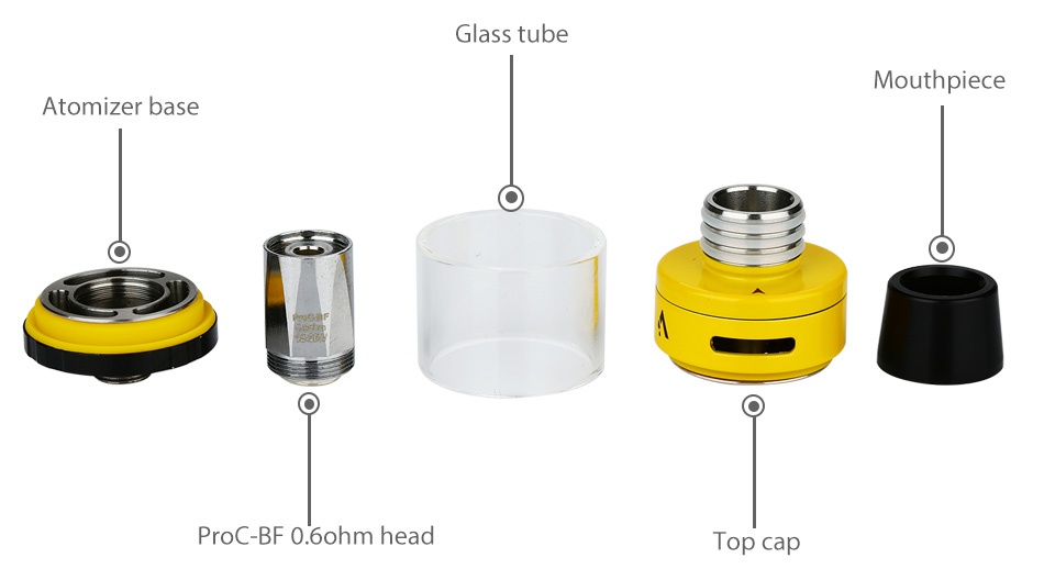 Joyetech CUBIS 2 Atomizer 2ml/3.5ml Glass tube Mouthpiece Atomizer base ProC BF 0ohm head Top ca p