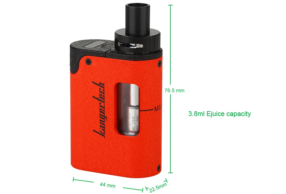 Kangertech TOGO Mini Starter Kit 1600mAh 76 5mm 3 8ml Juice capacity 44 mm 2