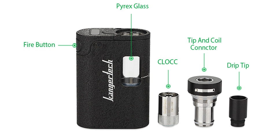 Kangertech TOGO Mini 2.0 Starter Kit 1600mAh Pyrex Glass Fire button ip And Coil Connctor CLOCC Drip ti p