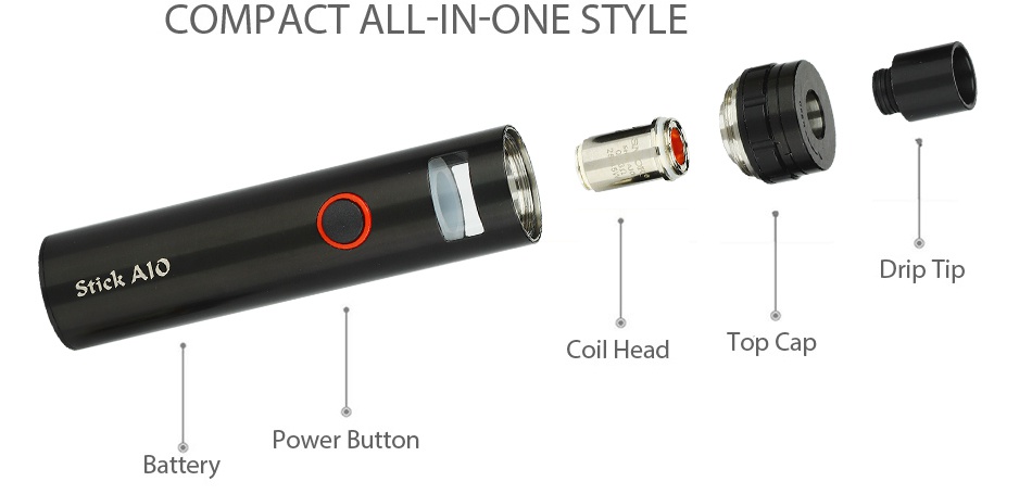 SMOK Stick AIO Kit 1600mAh COMPACT ALL IN ONE STYLE StickLe Drip ti Coil head op Cap ower Button Battery