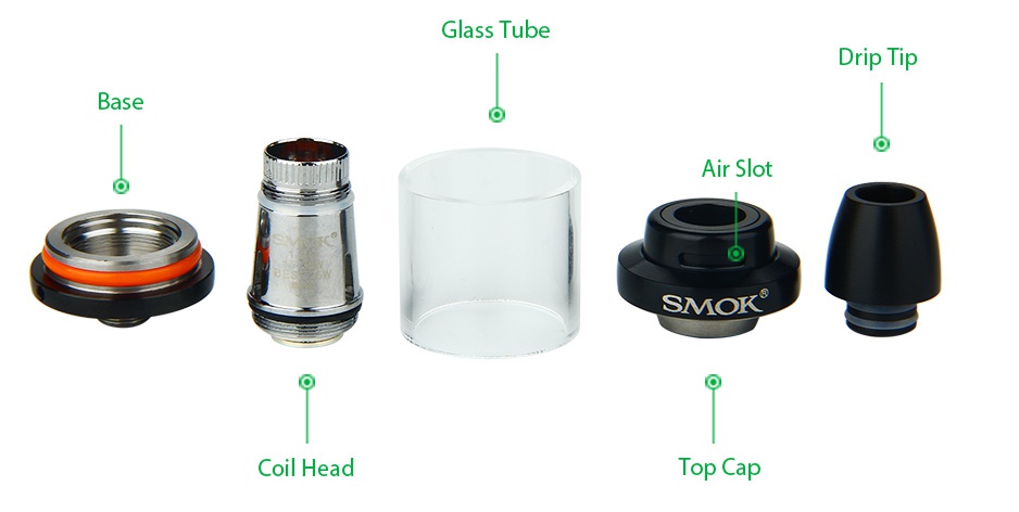 SMOK Brit Mini Flavor Tank 2ml Glass Tube Drip ti p Base Air slot SMOK Coil head T p cap