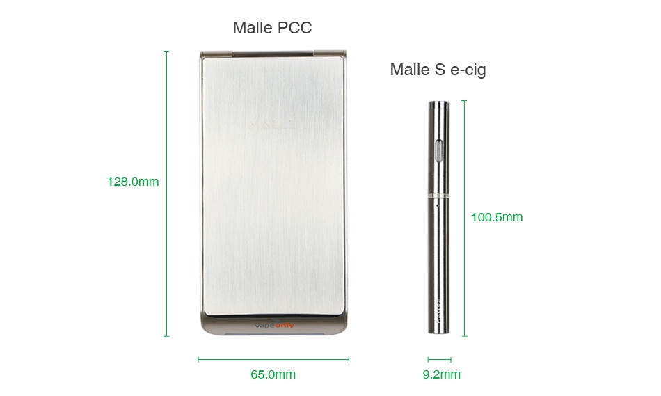 VapeOnly New Malle PCC Kit with Malle S Ecig 2250mAh Malle pcc Malle s e cia 128 0mm 100 5mm 65  omm 2mm