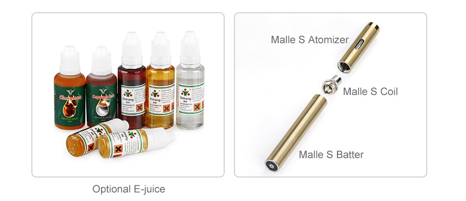 VapeOnly New Malle PCC Kit with Malle S Ecig 2250mAh Malle s atomizer Malle s co Malle S Batter Optional E juice