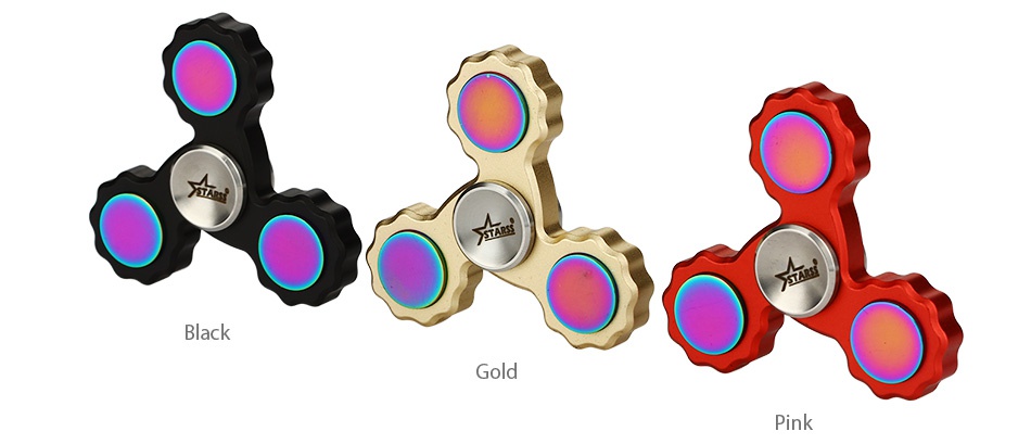 Starss EDC Tri-Bar Hand Spinner Fidget Toy   Black Gold Pink