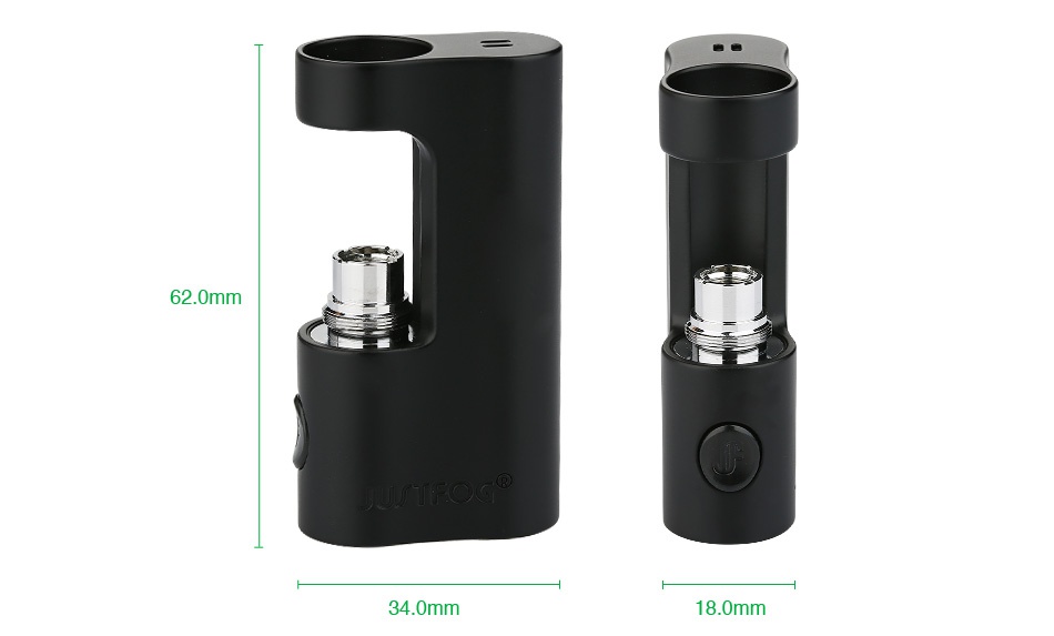 JUSTFOG P14A Compact Battery MOD - 900mAh 62 0mm 34 0mm 18 0mm