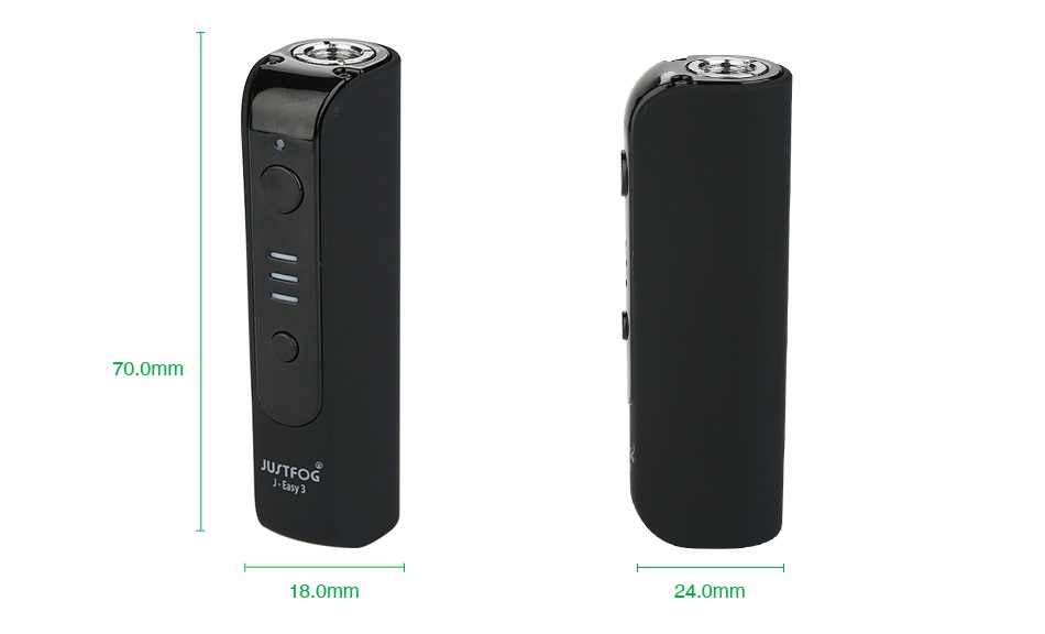 JUSTFOG J-Easy 3 Battery VV MOD 900mAh 70  omm 18 0mm 24 0mm