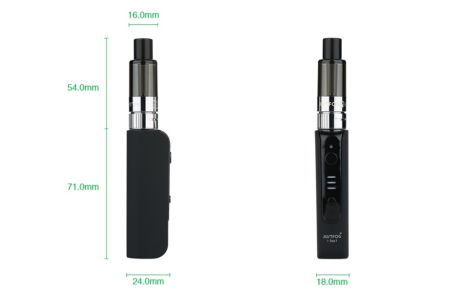 JUSTFOG P16A VV Starter Kit 900mAh 6 0mm 54 0m 71 0mm 24 0mm 8 0mm