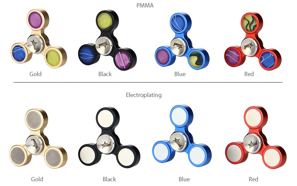 Starss Aluminum Tri-Bar Hand Spinner Fidget Toy MMA Gold ac e Electroplating d e