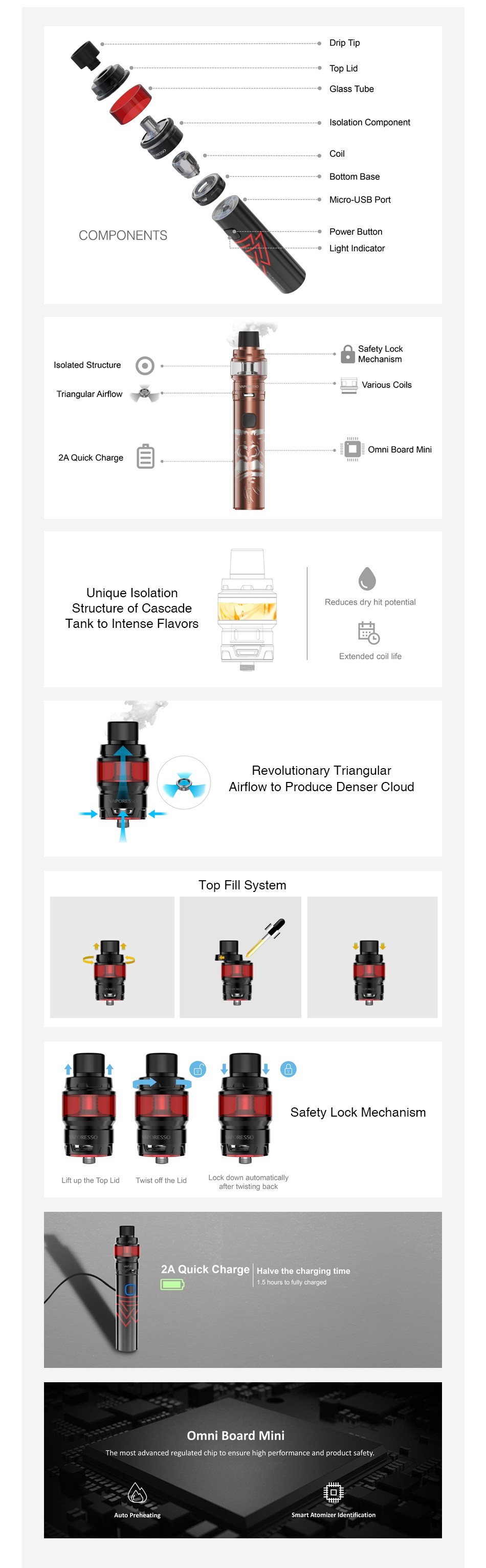 Vaporesso Cascade One Plus SE Starter Kit 3000mAh COMPONENTS Safety Lack L Various Coils   Reduces dry Tank to Intense flavors rflow to produce denser cloud uo he Icu Liu Tvs ff t u L Lock dew autom tically b hire in fully margot mn boa