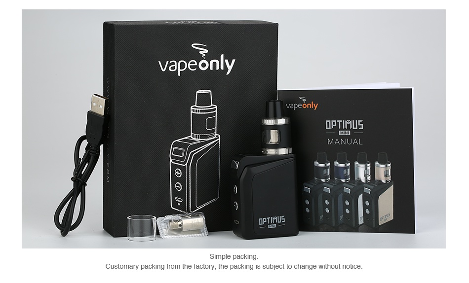 VapeOnly Optimus Mini 50W TC Kit 1500mAh vapeonly MANUA OPTIMUS ustomary packing frol factory  the packing is subject to change without notice