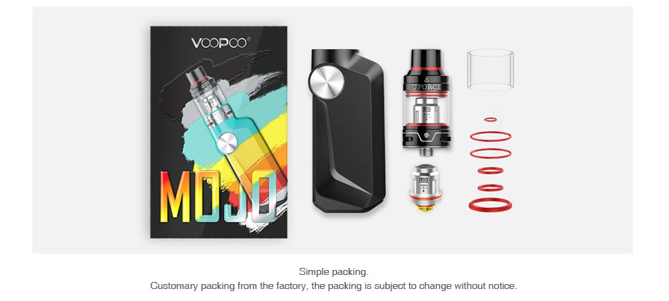 VOOPOO MOJO 88W with UFORCE TC Starter Kit 2600mAh   Customary packing from the factory  the packing is subject to change without notice