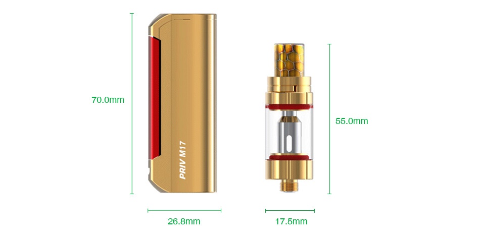 SMOK Priv M17 Starter Kit 1200mAh 70 0mm 55 omm N E 26 8mm 17 5mm