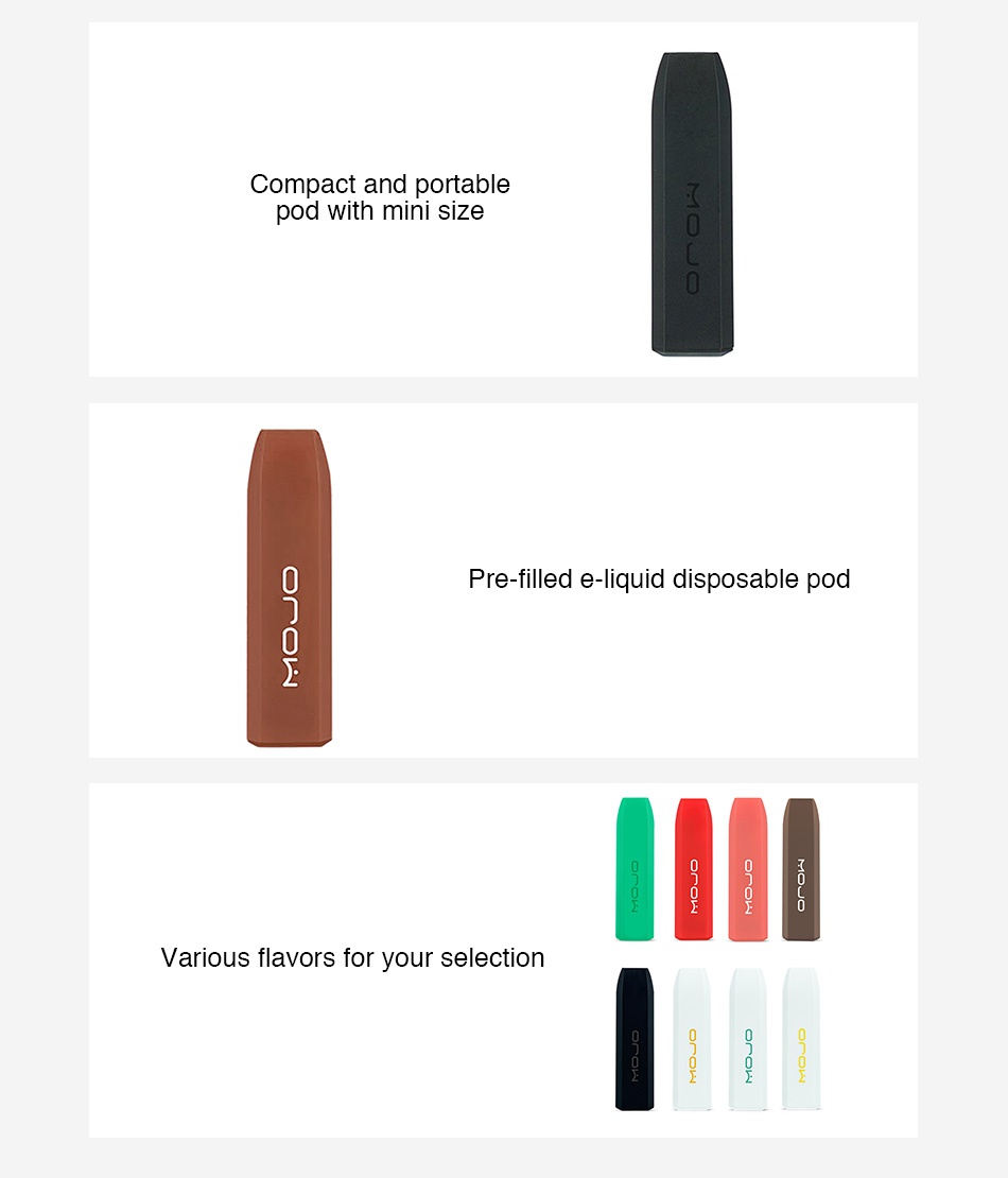 [With Warnings] MOJO Pre-filled Disposable Pod Kit 260mAh Compact and portable pod with mini size Pre filled e liquid disposable pod Various flavors for your selection