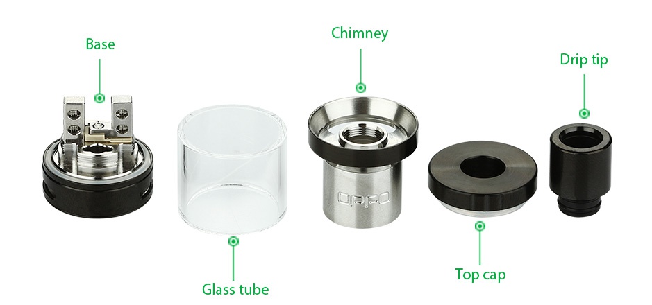 Eleaf OPPO RTA Atomizer 2ml Chim Drip ti op cap Glass tube