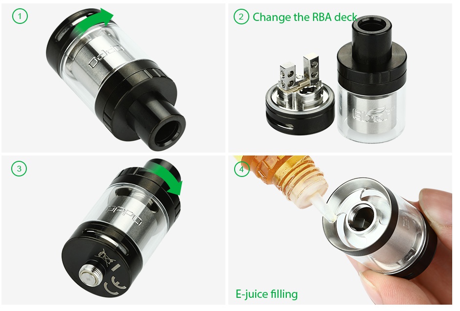 Eleaf OPPO RTA Atomizer 2ml 2 Change the rba deck E juice filling