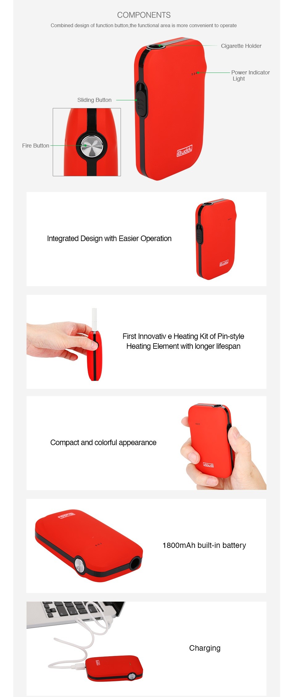 iBuddy i1 Heating Kit 1800mAh Black Red White