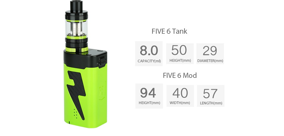 Kangertech FIVE 6 VW Starter Kit Black Red Yellow Green Blue