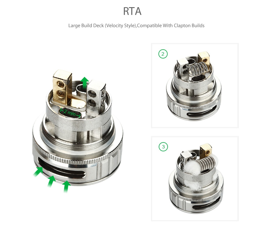 Advken Ohmega V2 RTA Atomizer 4.5ml RTA Large Build Deck Velocity Style   Compatible With Clapton Build CAAMLIRDOMIMMENE