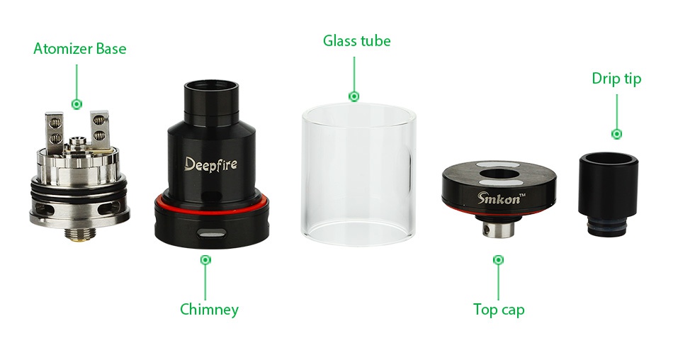 Smkon Deepfire RTA 4.5ml Atomizer base Glass tube ip tip ire Sinkon nmne Top cap