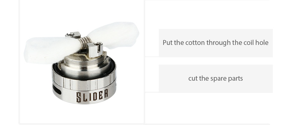 Fogworx Slider RTA Atomizer 5.5ml Put the cotton through the coil hole cut the spare parts SLIDER