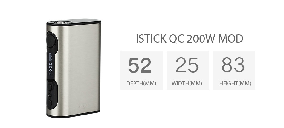 Eleaf iStick QC 200W MOD Battery 5000mAh ISTICK QC 200W MOD 522583 DEPTH MM  WIDTH MMI HEIGHT MM