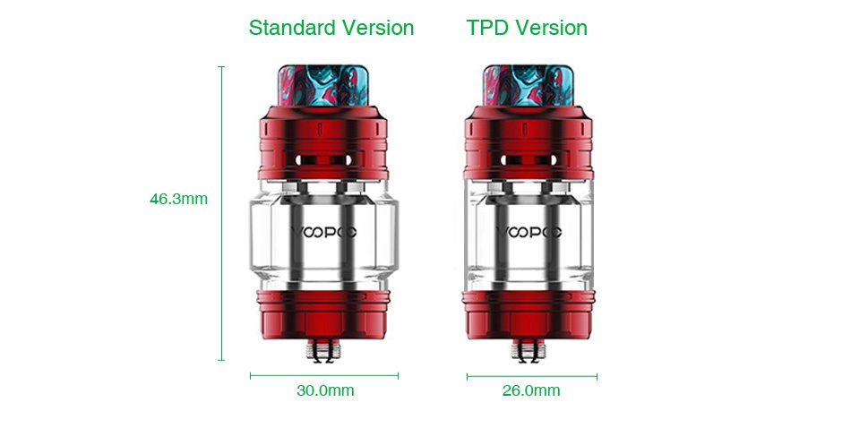 VOOPOO RimFire RTA 5ml/2ml Standard version TPD Version 46 3mm 30 omm 26 0mm