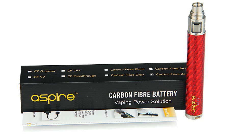 Aspire CF VV Battery 650mAh arbon Fibre Black Carbon Fibre Grey carbon Fibre ree aspIre CARBON FIBRE BATTERY apIng Power Solution