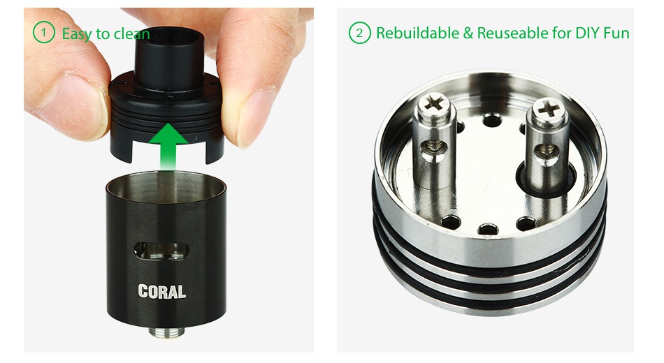 Eleaf Coral RDA Atomizer Easy to cle  Rebuildable reuseable for dly fun x CORAL