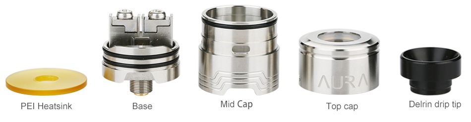 Digiflavor Aura RDA PE Heatsink Aid Cap Top cap Delrin drip tip