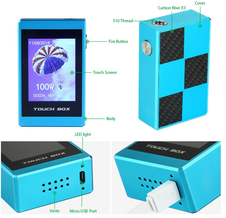 SMY Touch 100W Box 2600mAh 110601919 110 100W8 0 00034WW 9 100W0 00034W TOUCH BOX TOUCH BOX