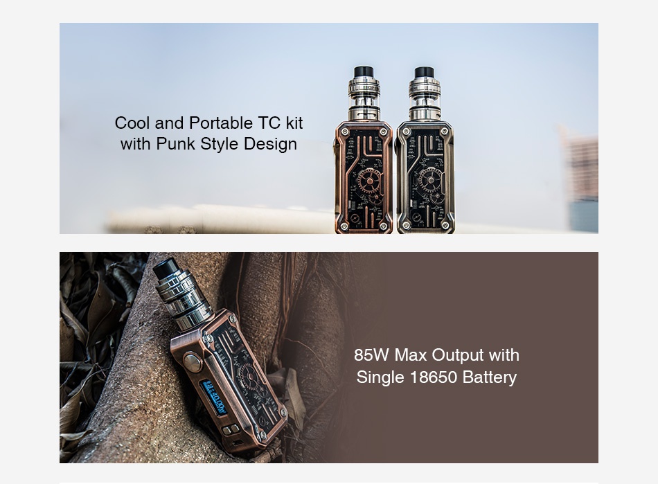 Tesla Punk 85W TC Kit with H8 Mini Tank Cool and Portable TC kit 5 with Punk Style Design 85W Max Output with Single 18650 Battery