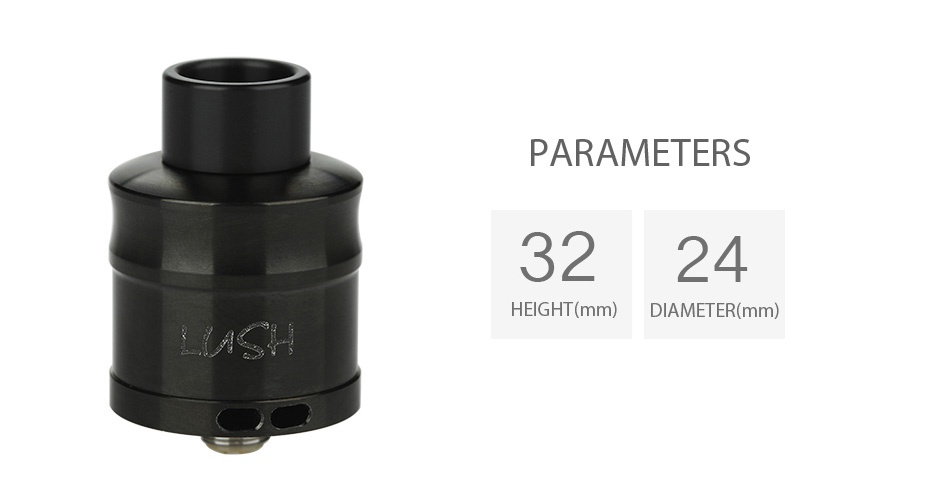 WOTOFO Lush Plus RDA PARAMETERS 3224 HEIGHT mm  DIAMETER mm