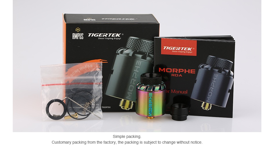 Tigertek Morphe RDA AMPUS TIGERTEK IGERTEK RPHE stomary packing from the factory  the packing is subject to change without notice