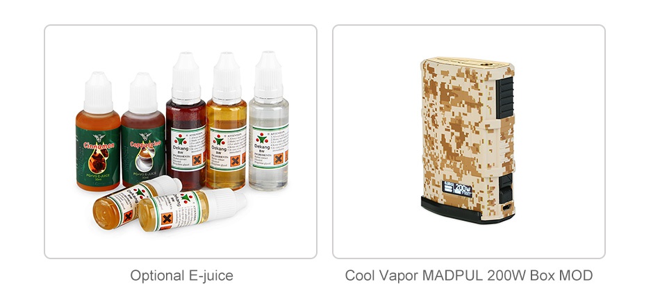 Cool Vapor MADPUL 200W VW Kit with LAVA Tank Optional E juice Cool Vapor MADPUL 200W BoX MOD