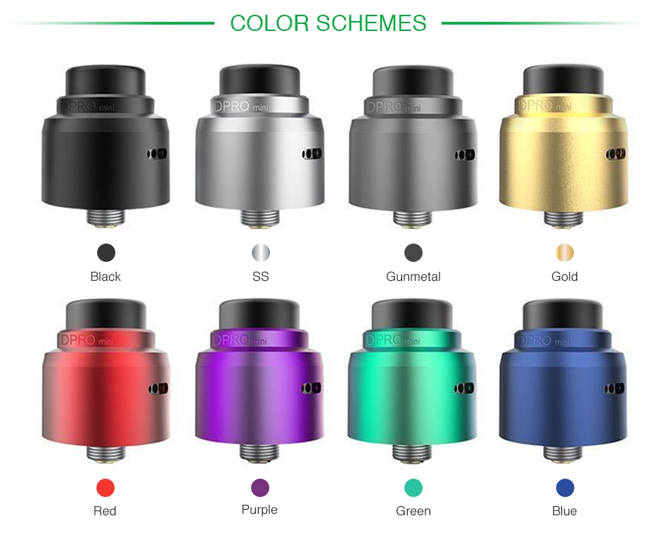 CoilART DPRO Mini RDA COLOR SCHEMES DPRO ack Gunmetal Gol Red G