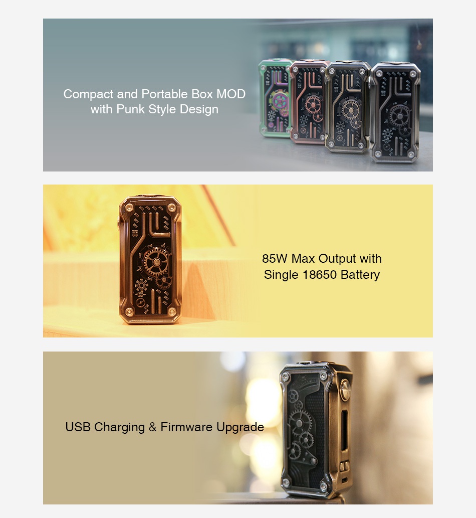 Tesla Punk 85W TC Box MOD f 7 color Copper Brass Gun metal